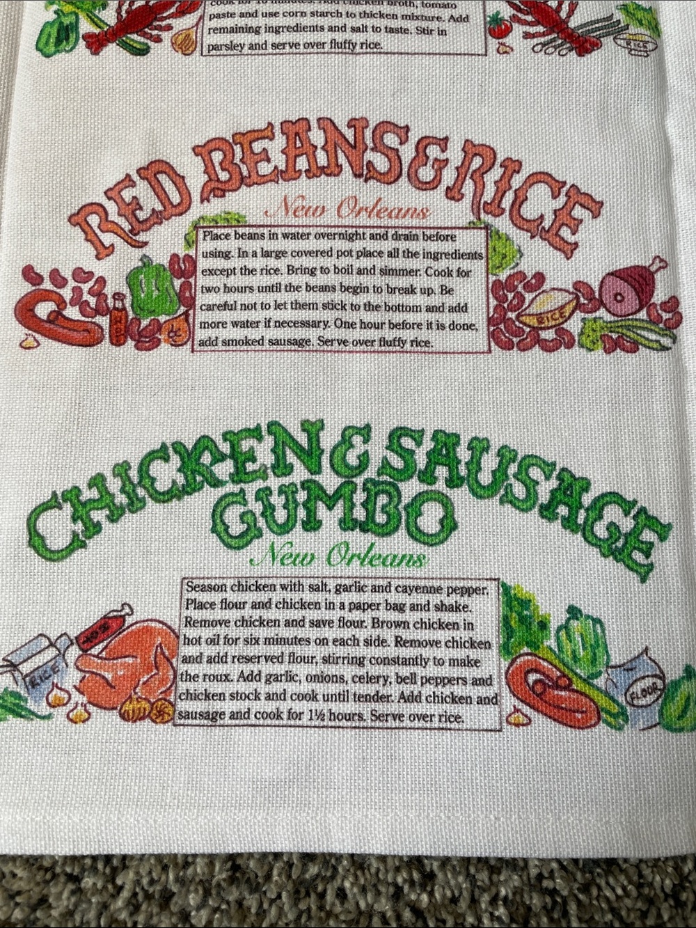 NWOT Recipe Seafood Themed Kitchen Towel - Colorful Crab & Shrimp Prints - Picture 3 of 4